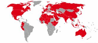 Los países de color rojo, han sido el blanco de atentados asesinos, en el siglo XXI (hasta mayo de 2016)